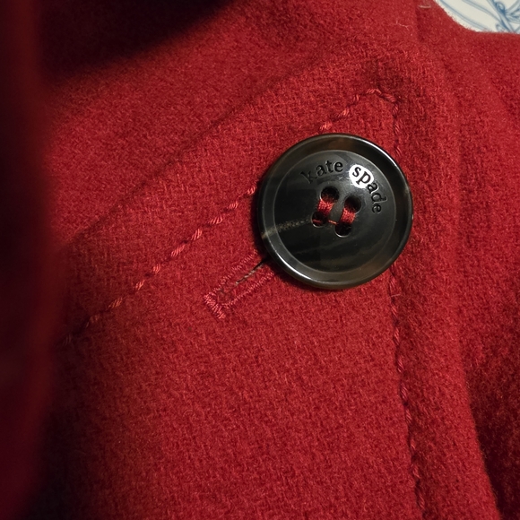 Beautiful Red NWT Kate Spade New York Wool Blend Pea Coat Belted Wrap Size XL - Picture 14 of 16